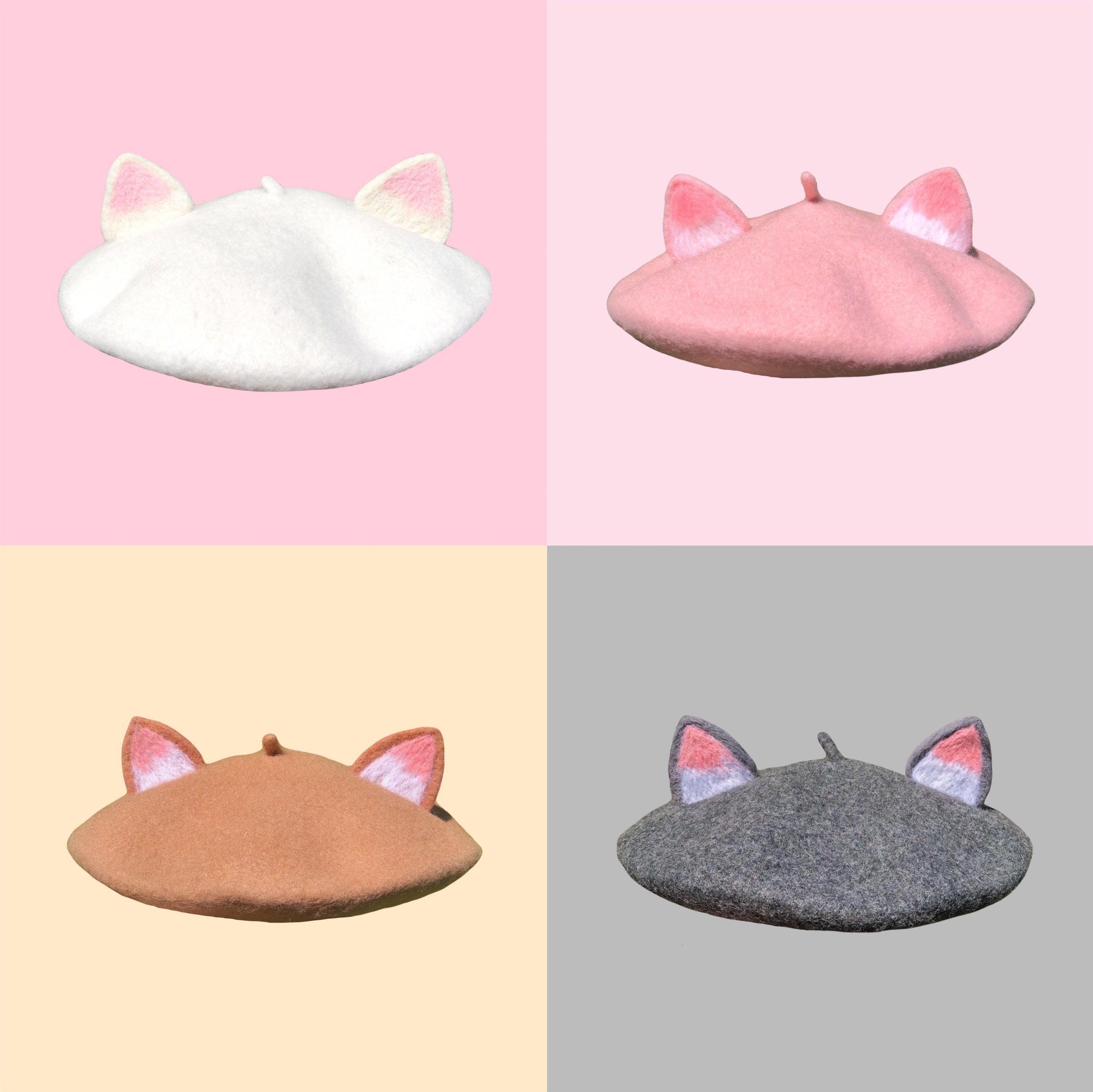 6346 Cat Ears Handmade Beret Vintage Artist Hat Women\'s Cute Lolita Women main image 4
