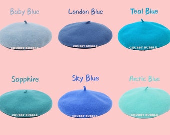Baby blue vintage wool French beret from Paris Sky Blue Wool Beret: French Style Knit Hat - Etsy main image 3