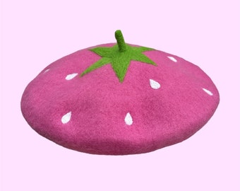 RASPBERRY BERET With Cabillou 100% Wool Song - Etsy