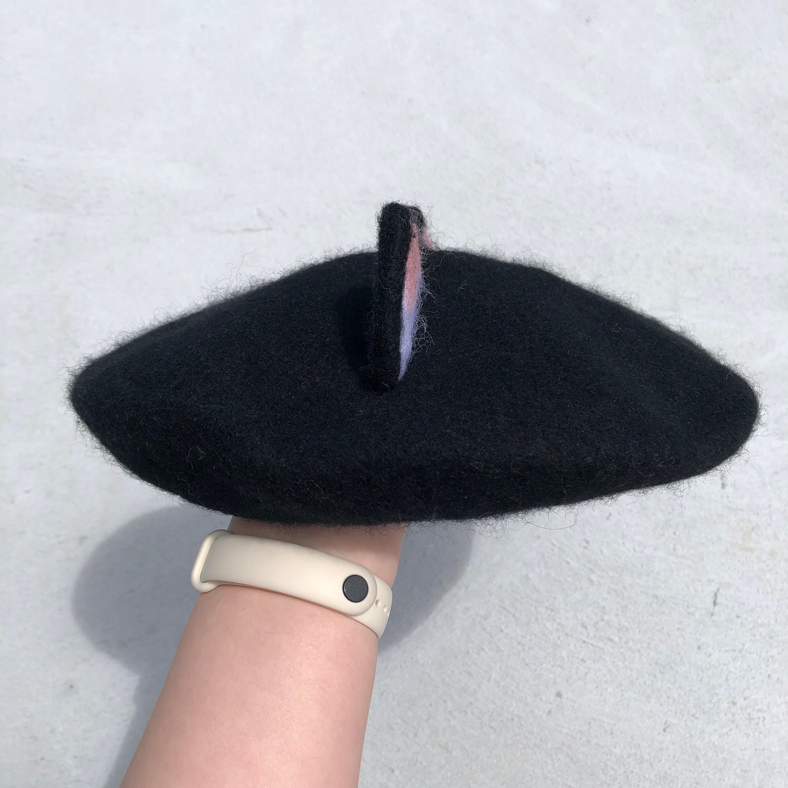 9236 Lovely Black Cat Beret Kawaii Black Hat Funny Artist Painter Women Wool Black Cat Ear Beret, Kitten French Kawaii Beret Hat  main image 3