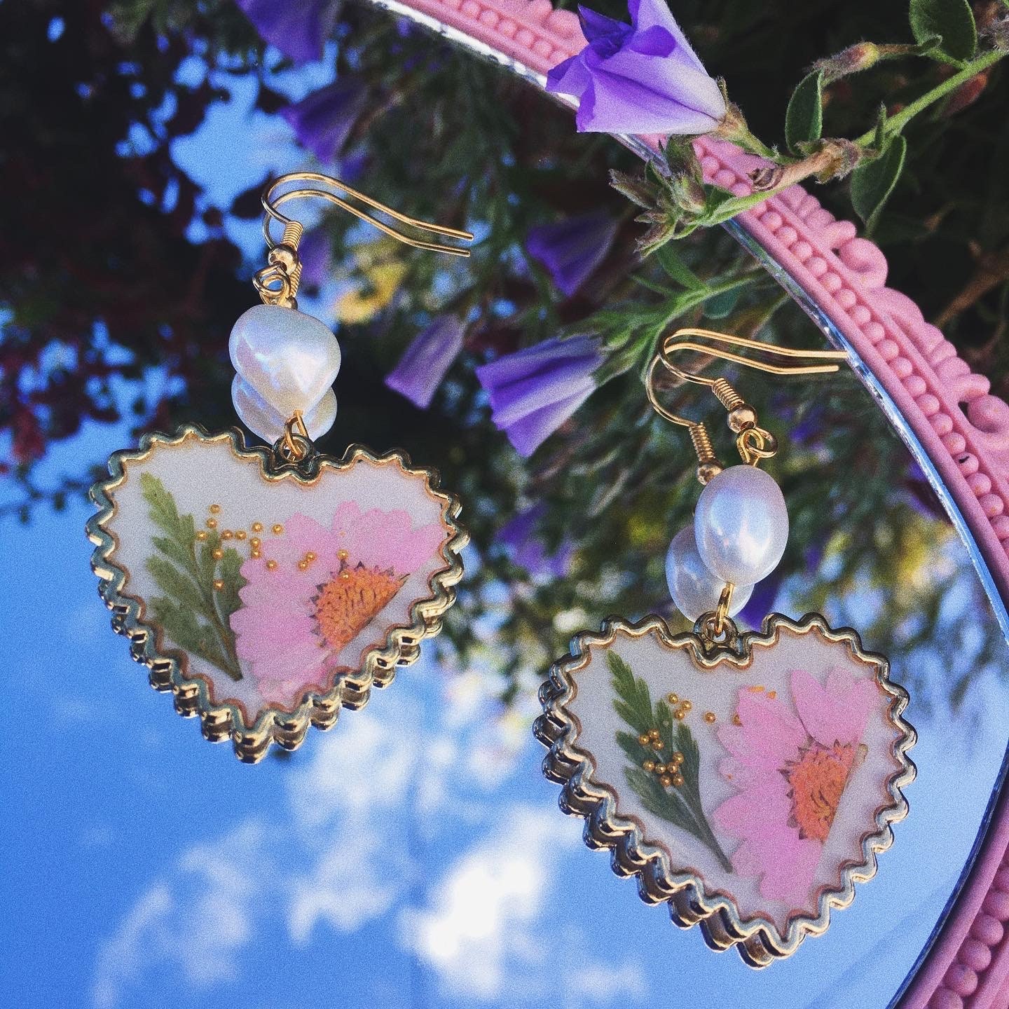 Epoxy Earrings Dry Flowers Earrings Drop Epoxy Handmade Etsy UK