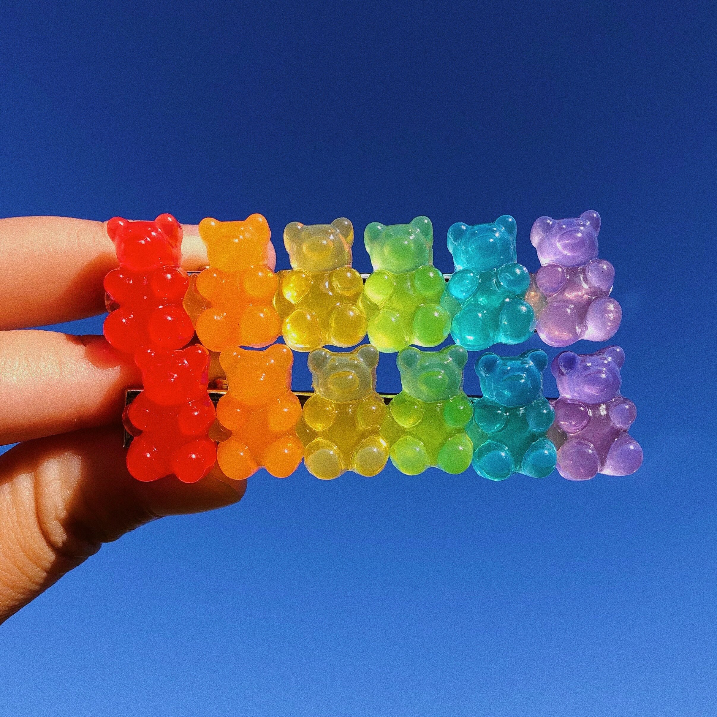 Rainbow gummy bear hair clip acrylic bear pin gummy candy | Etsy
