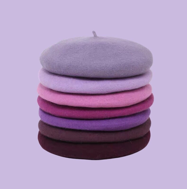 Béret 100% laine feutrée - Lilas