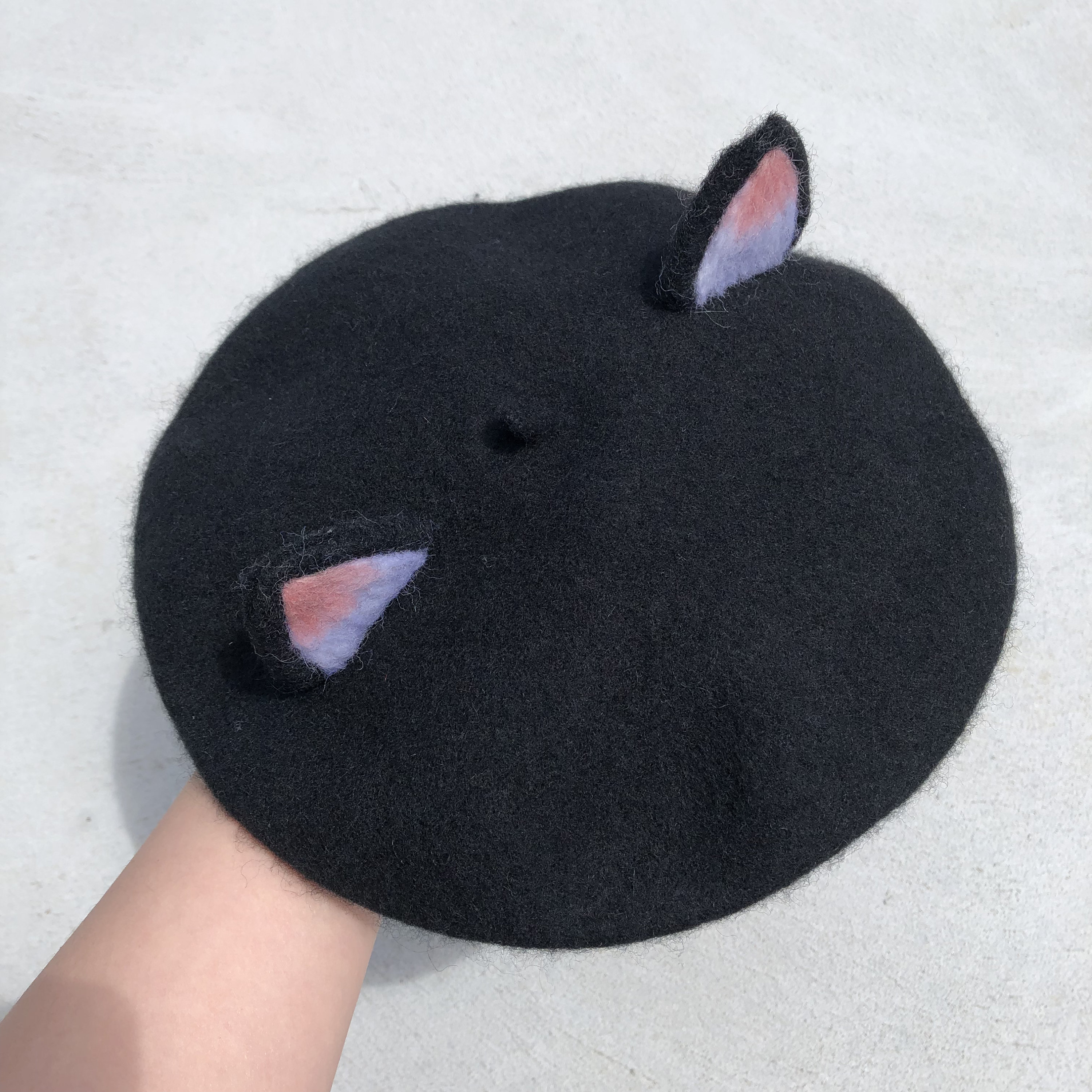 8712 Women Winter Ears Beret Wool French Beanie Hat Lolita Costume Kawaii Cat Cute Cat Ear Beret: Kawaii Wool Winter Hat & Cap (High  main image 4