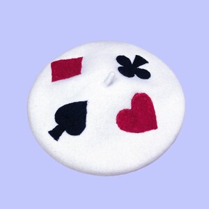 Boina de póquer, boina de puente de juego de cartas, diamantes de corazones de clubes de espadas, sombrero de boina funky para el invierno, boina cálida para mujeres, regalo de cumpleaños,
