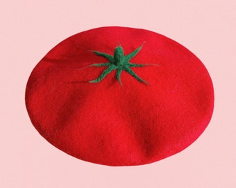 Red tomato beret, Kawaii Food Shape Beret, handmade woolberet for women, warm hat for winter, cute kawaii lovely hat for girl, birthday gift