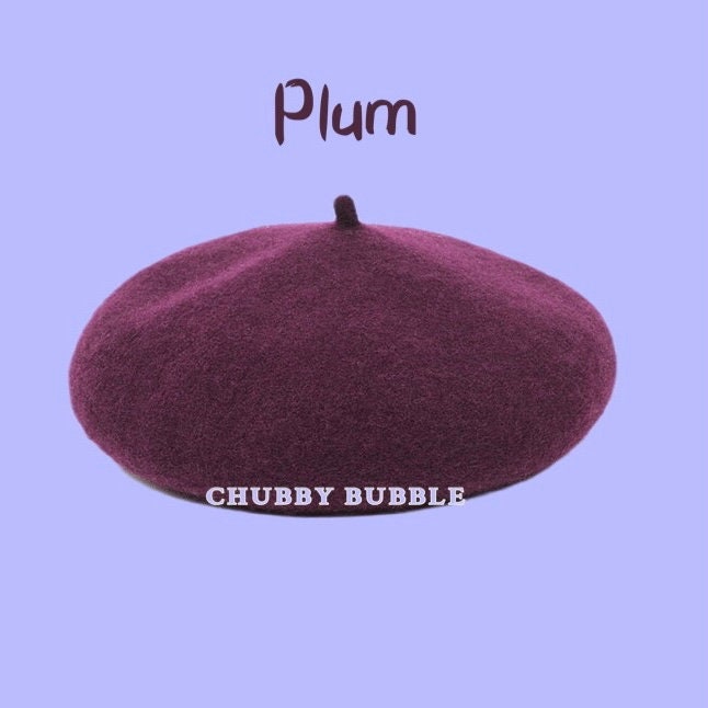 Purple Beret, 100% Wool, French Beret, Dark Purple, Winter  display picture 1