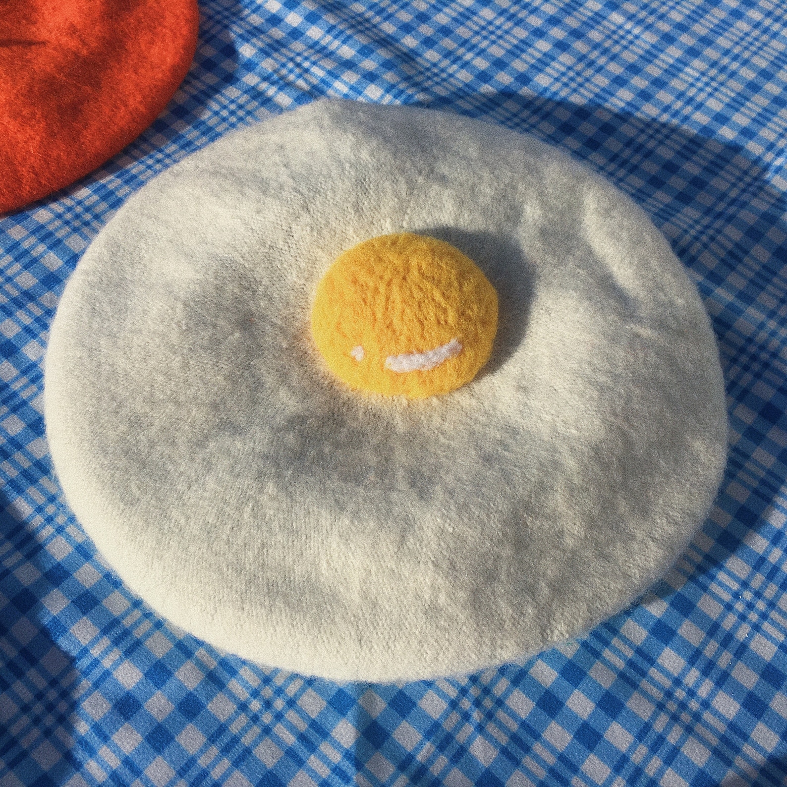 Fried Egg Beret, Kawaii Food Shape Berets, Beret Hat, French Beret