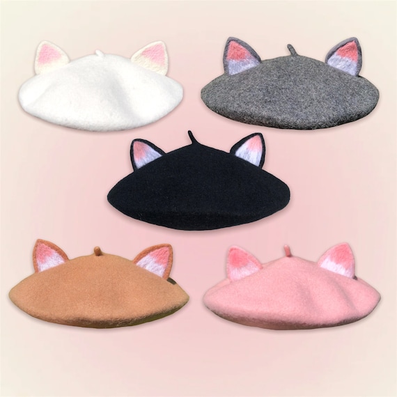 Black Cat Ear Beret, Kitten French Kawaii Beret Hat  display picture 1
