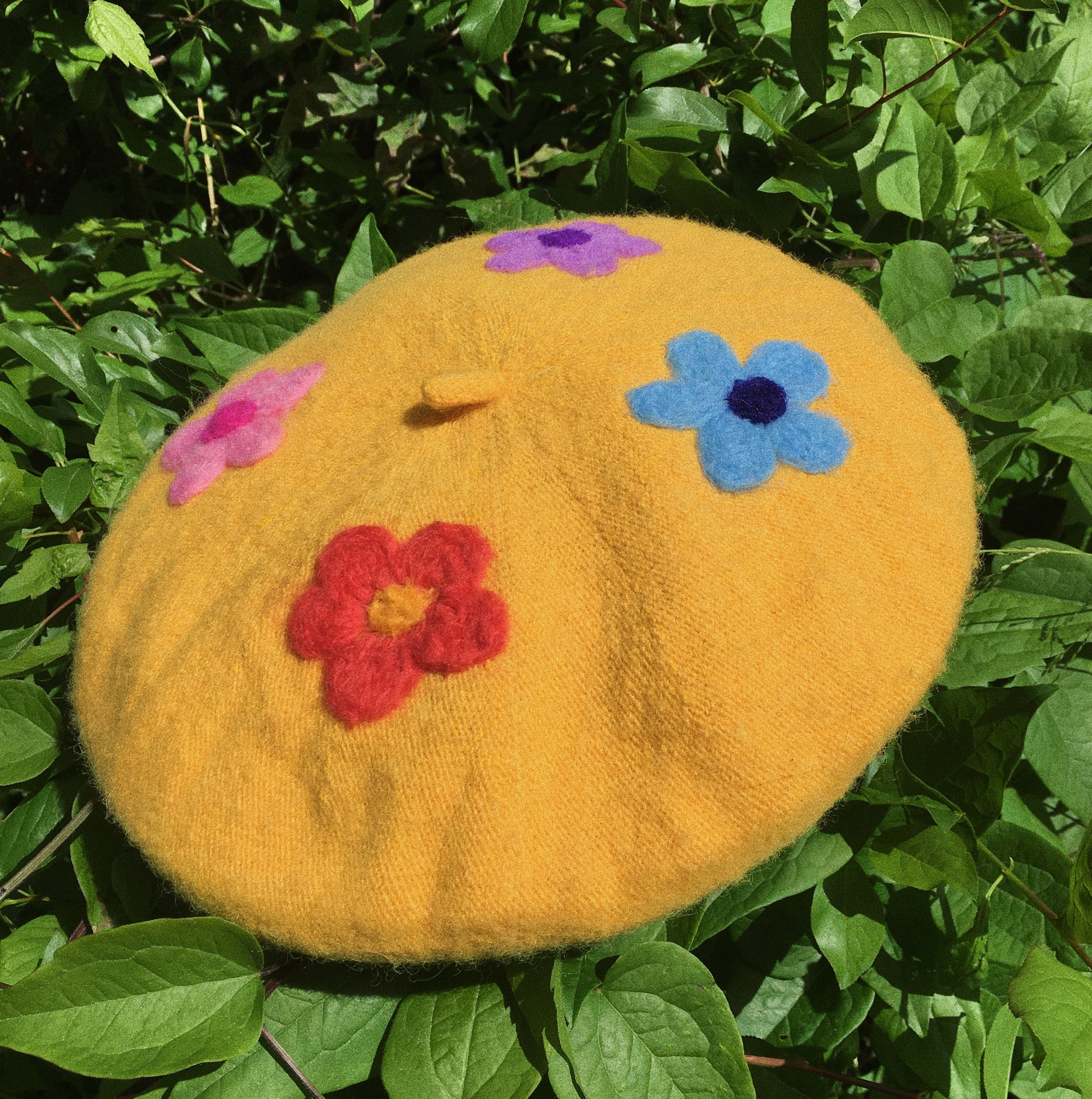 5168 Handmade Wool Beret Hat French Style Needle Felt Flower Beanies Women Amazon.com: Flower Embroidery Beret Hat for Women, French  main image 4