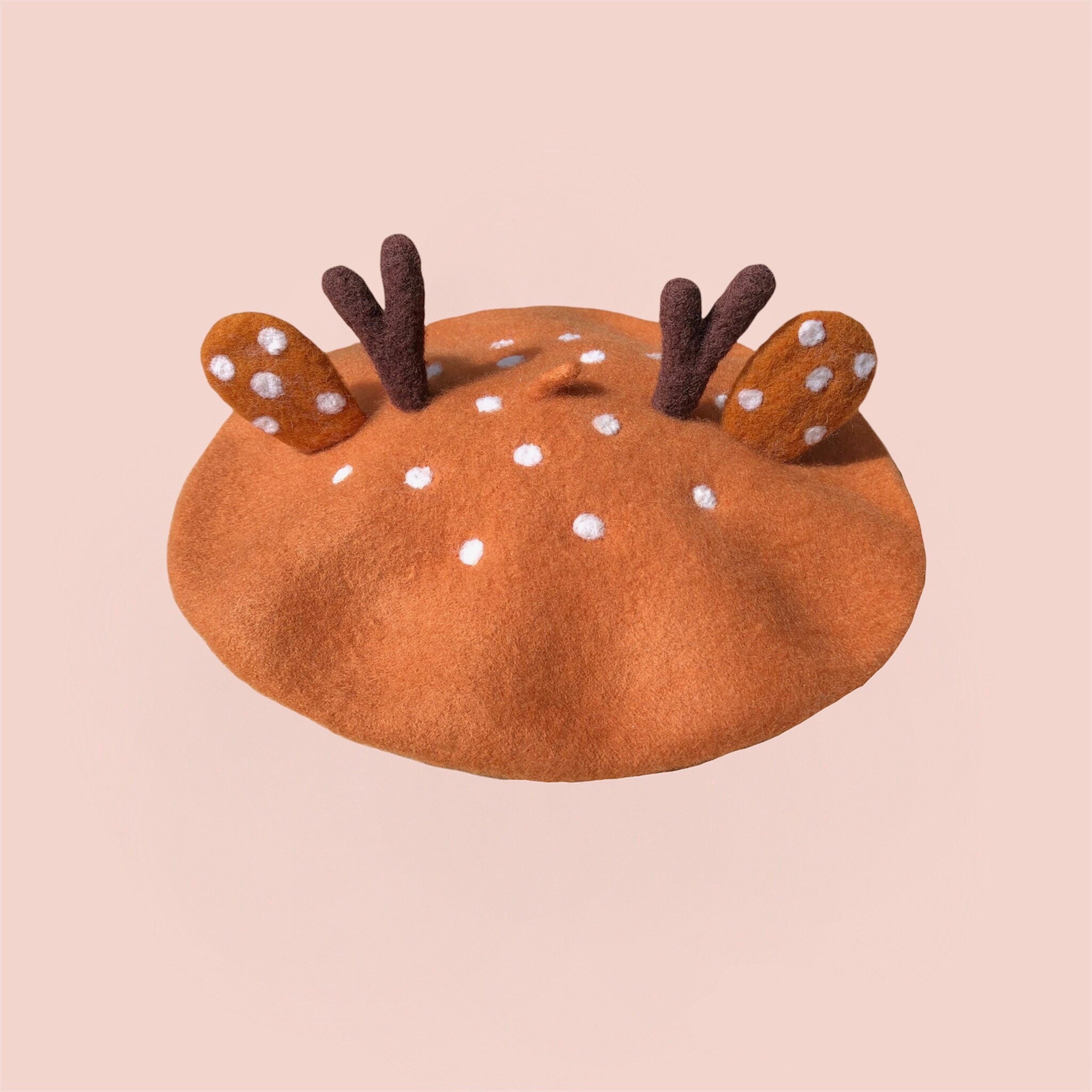Deer Beret, French Kawaii Beret Hat, Handmade Woolfelt 