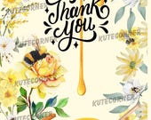 Bee Kind Thank you Card-Printable Card, Cute bee design, 5x7