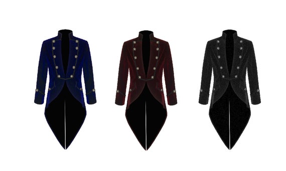 Fashion Mens Tailcoat Black / Maroon / Blue Velvet Goth | Etsy