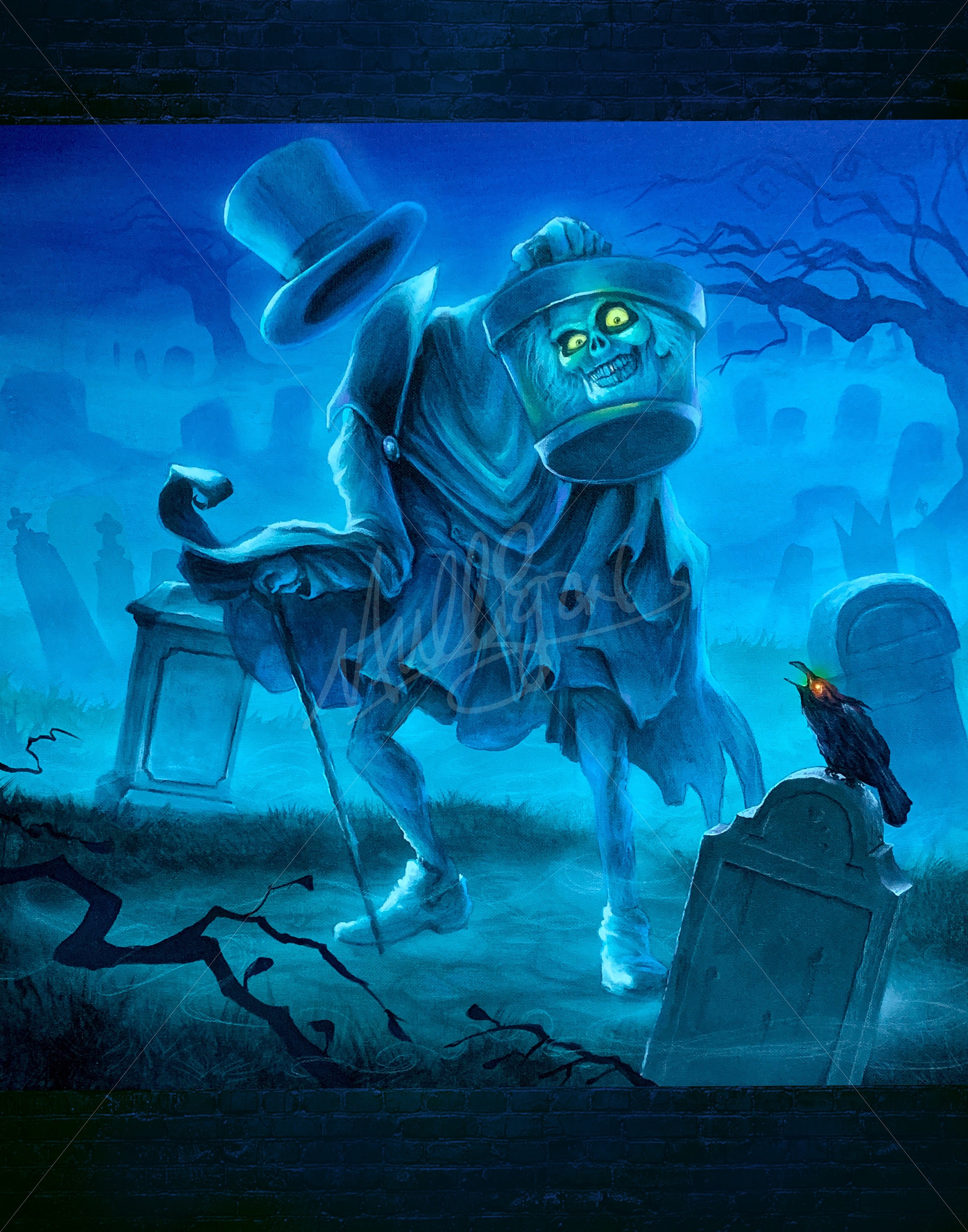 Hatbox Ghost Haunted Mansion Artist Hand Signed Lithograph Etsy
