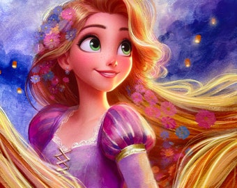 TANGLED DREAMS Rapunzel, Fundraiser edition Lithograph by James C. Mulligan (Disney)