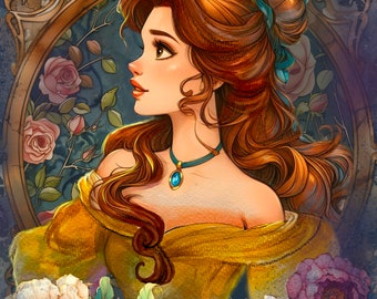 Beauty and the Beast - 'Belle Nouveau' Belle Lithograph by James C. Mulligan (Disney)