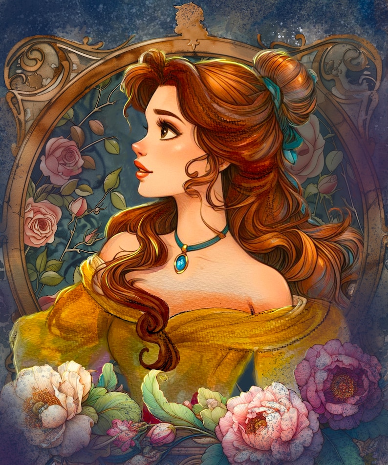 Beauty and the Beast 'Belle Nouveau' Belle Lithograph by James C. Mulligan Disney image 1