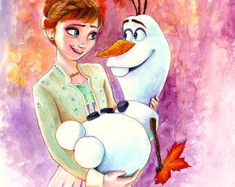 Frozen II - 'Autumn Enchantment' Anna & Olaf Lithograph by James C. Mulligan (Disney)