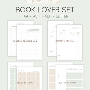 Bundle de planificateur de lecture pour les amateurs de livres avec journal de lecture, journal de lecture, tableau livres à lire, note de citation | | de l’ensemble Book Planner Encart PDF