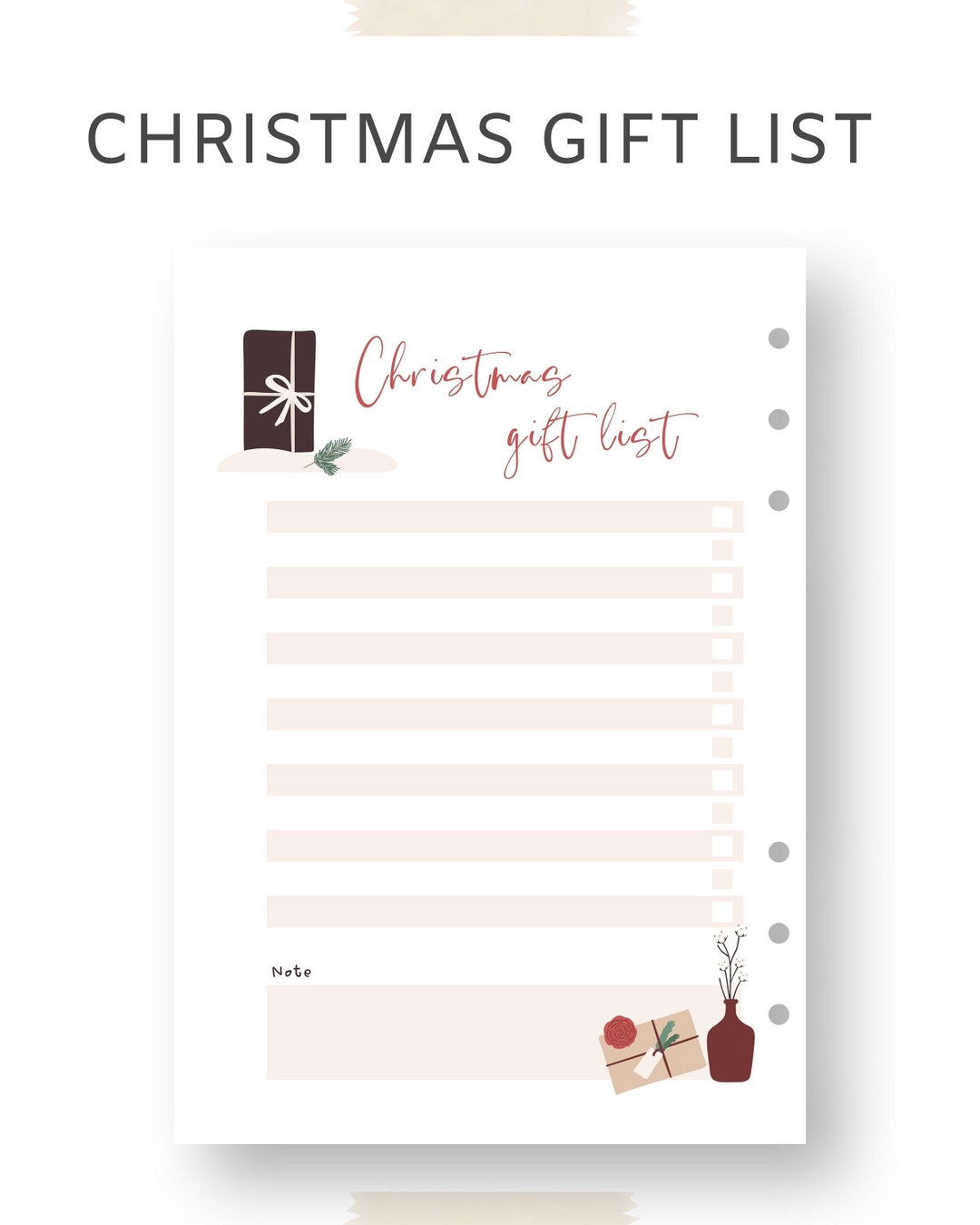 Christmas Gift List Planner Template for Holiday | Printable Tracker ...