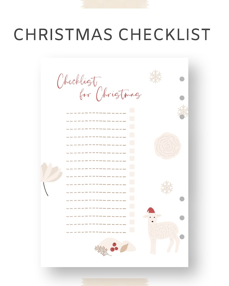 Christmas Checklist Template With Check Box Holiday Digital Planner