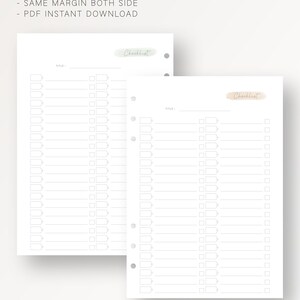 Checklist Template With Category Tag and Check Box | Fillable Editable ...