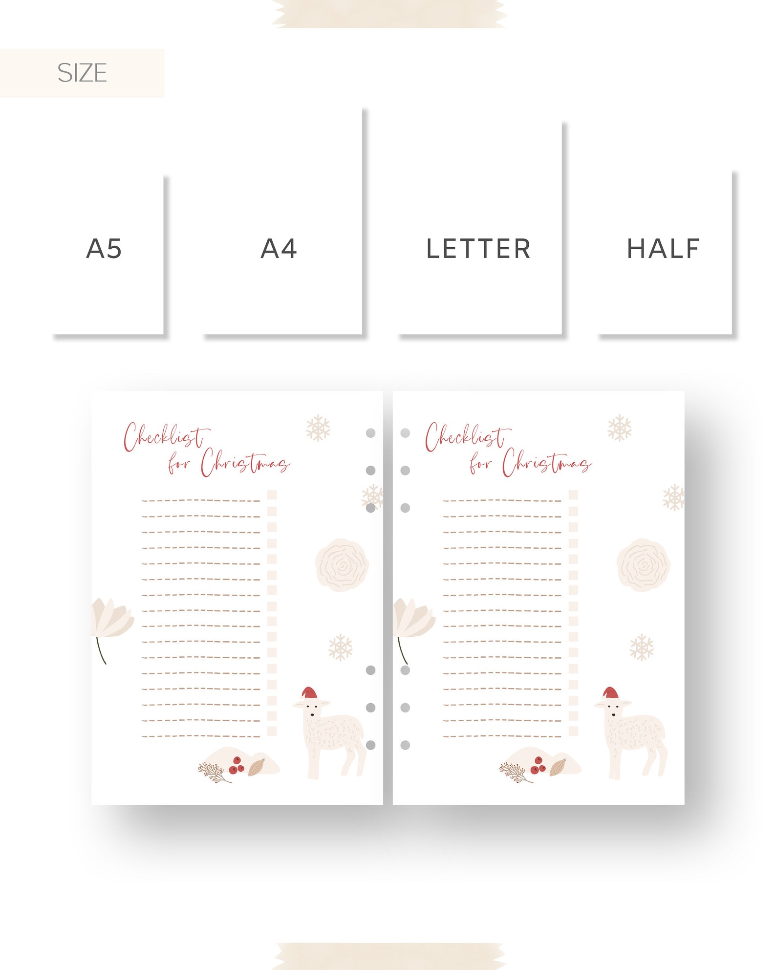 Christmas Checklist Template With Check Box Holiday Digital Planner