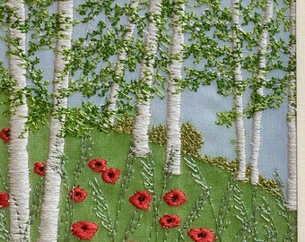 Silver birches and poppies