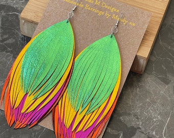Carnival Earrings - Fun, colorful leather statement earrings