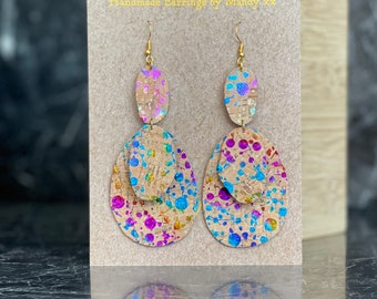 Alora Rainbow Earrings  - funky earrings, colorful earrings, lightweight earrings, large earrings