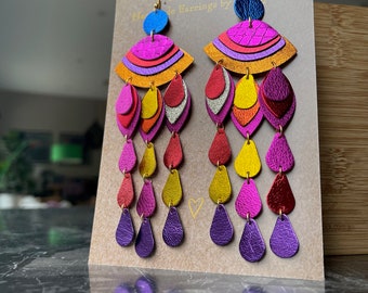 Cleo Earrings - Big lightweight earrings, beautiful earrings, colorful earrings, statement earrings, chandelier earrings, dangle earrings