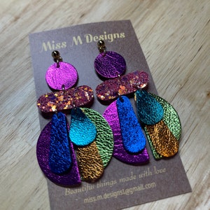 Rainbow Drops - Colorful earrings, bright, beautiful statement earrings, handmade, lightweight dangles, chandelier earrings