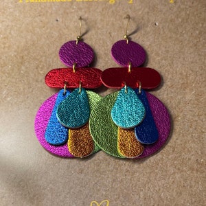 Rainbow Drops Colourful, bright, beautiful statement earrings image 4