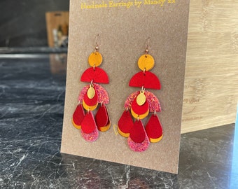 Ruby - Beautiful, Statement Earrings, Colorful, lightweight Chandelier Earrings