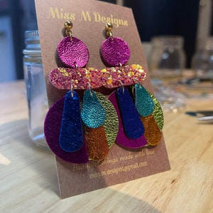 Rainbow Drops Colourful, bright, beautiful statement earrings image 3
