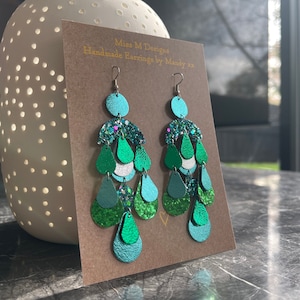 Treasure - Big, Bold, Colorful Emerald Earrings, pink earrings, chandelier earrings, lightweight earrings