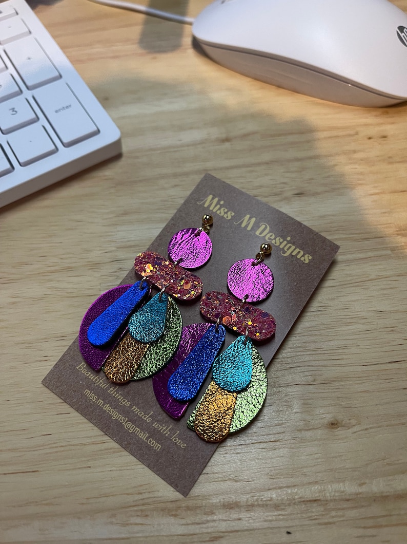 Rainbow Drops Colourful, bright, beautiful statement earrings image 2