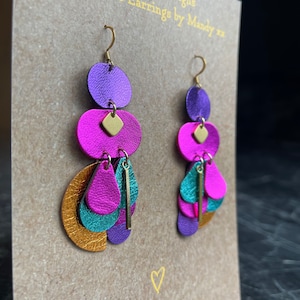 Large Rainbow Drop Statement Earrings