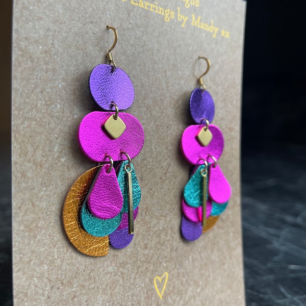 Large Rainbow Drop Statement Earrings