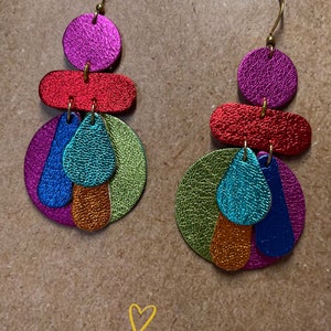 Rainbow Drops Colourful, bright, beautiful statement earrings image 5