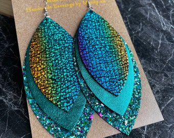 Marina Earrings - Turquoise, Emerald Pretty, Statement, Chandelier Earrings