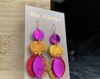 Flame- Petit Earrings - colorful, lightweight leather earrings