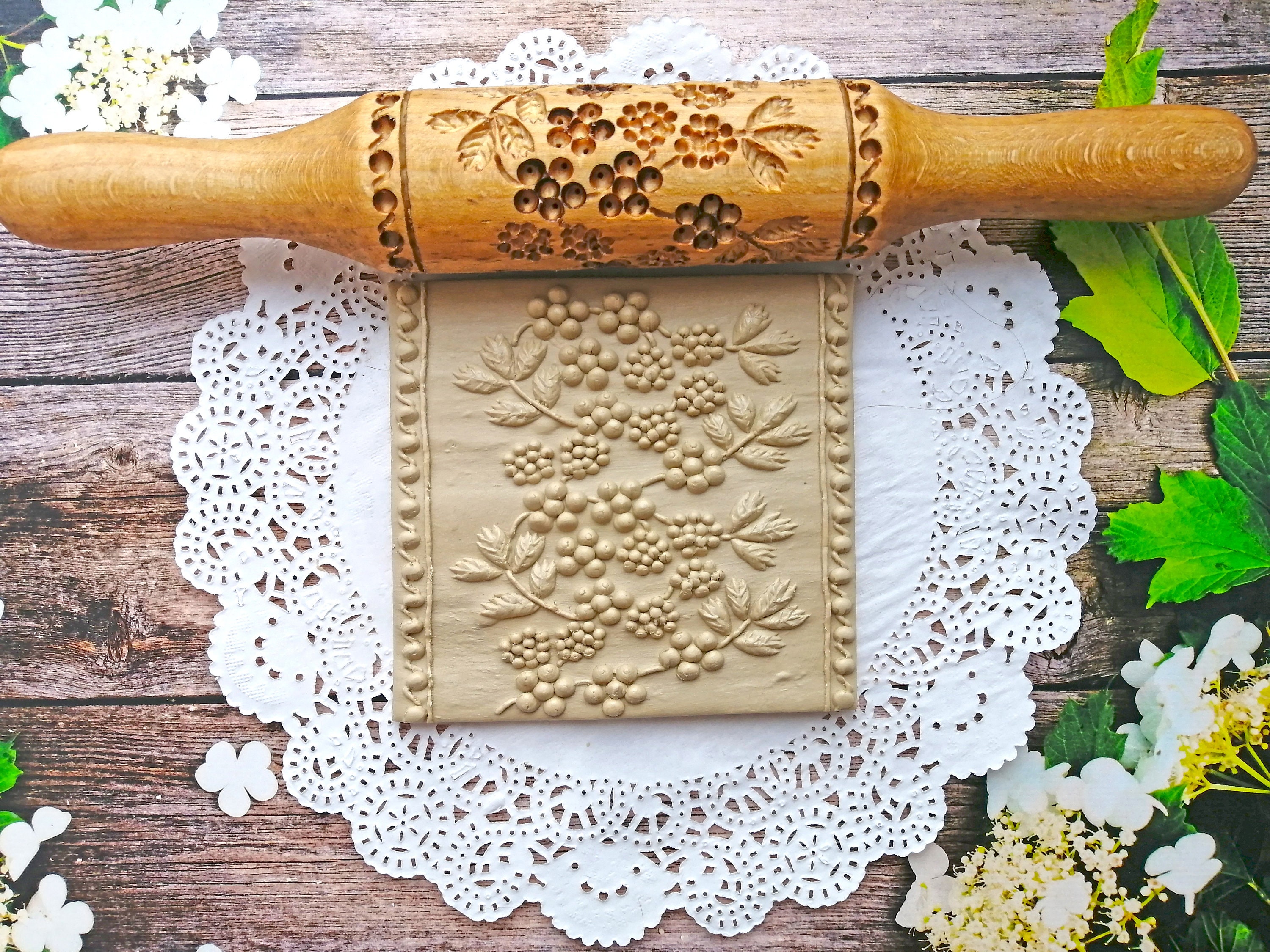 Embossed rolling pin engraved rolling pin cookie stamp Etsy