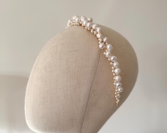 Süßwasser Perlen Braut Haarband: Handgemachtes Barock Perlen Headpiece