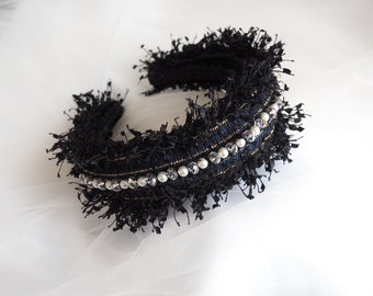 COCO | Tweed, Velvet, Pearl and Crystal Headband