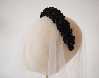 CICI | Floral Headpiece, Black Floral Headpiece, Occasion Headband