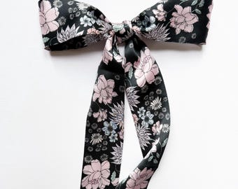 Floral Pure Silk Skinny Scarf: Hand-Illustrated Women's Accessory