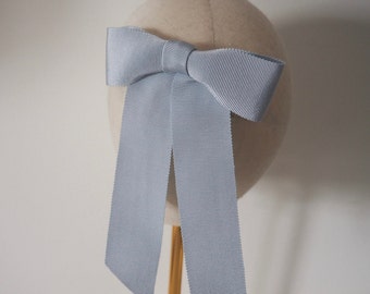 French Blue Grosgrain Bow Barrette