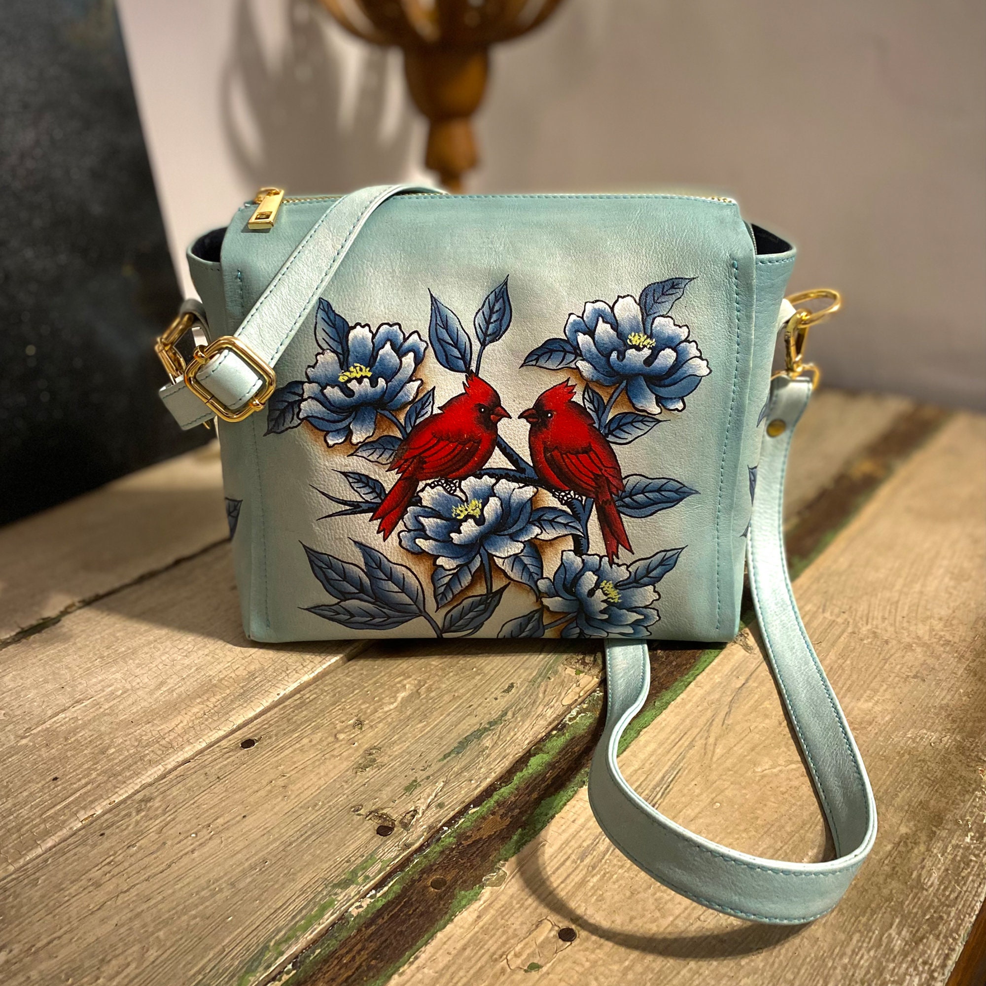 Hand Painted Faux Leather Crossbody Bag — Artistly Designs