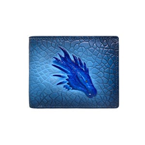 Neue Leder RFID-Blocking 3D Drachen gedruckt Sheridan Style Carving Billfold punzierte Brieftasche Männer I Vatertagsgeschenk für Ihn, Lieferung nur in den USA